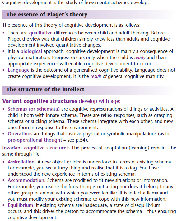 Evaluation of piaget's outlet theory of cognitive development